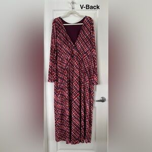 Eloquii Pink and Purple Checkered Long Sleeve Dress